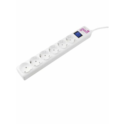 Сетевой фильтр SPG (5+1)-16B-1, 9M 1.9м (6 розеток) белый