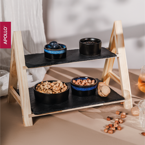 Сервировочная сланцевая доска подставка двухъярусная из бамбука APOLLO Tapas 1778₽