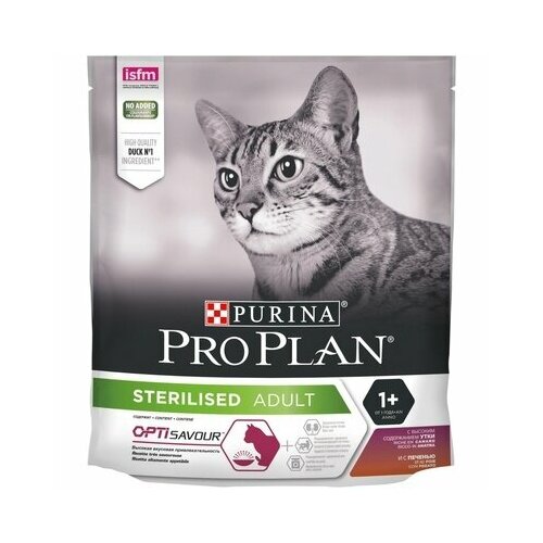 Корм Purina (Пурина) PRO PLAN для взрослых стерилизованных кошек и кастрированных котов, с высоким содержанием утки и c печенью, 3кг