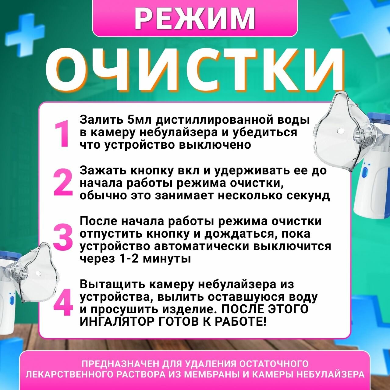 Изображение Ингалятор ультразвуковой небулайзер с тремя насадками портативный для детей и взрослых.
