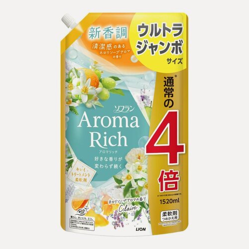Изображение товара LION Кондиционер для белья Клэр формула сохранения аромата и красоты тканей / с натуральными маслами "Aroma Rich 1520 мл