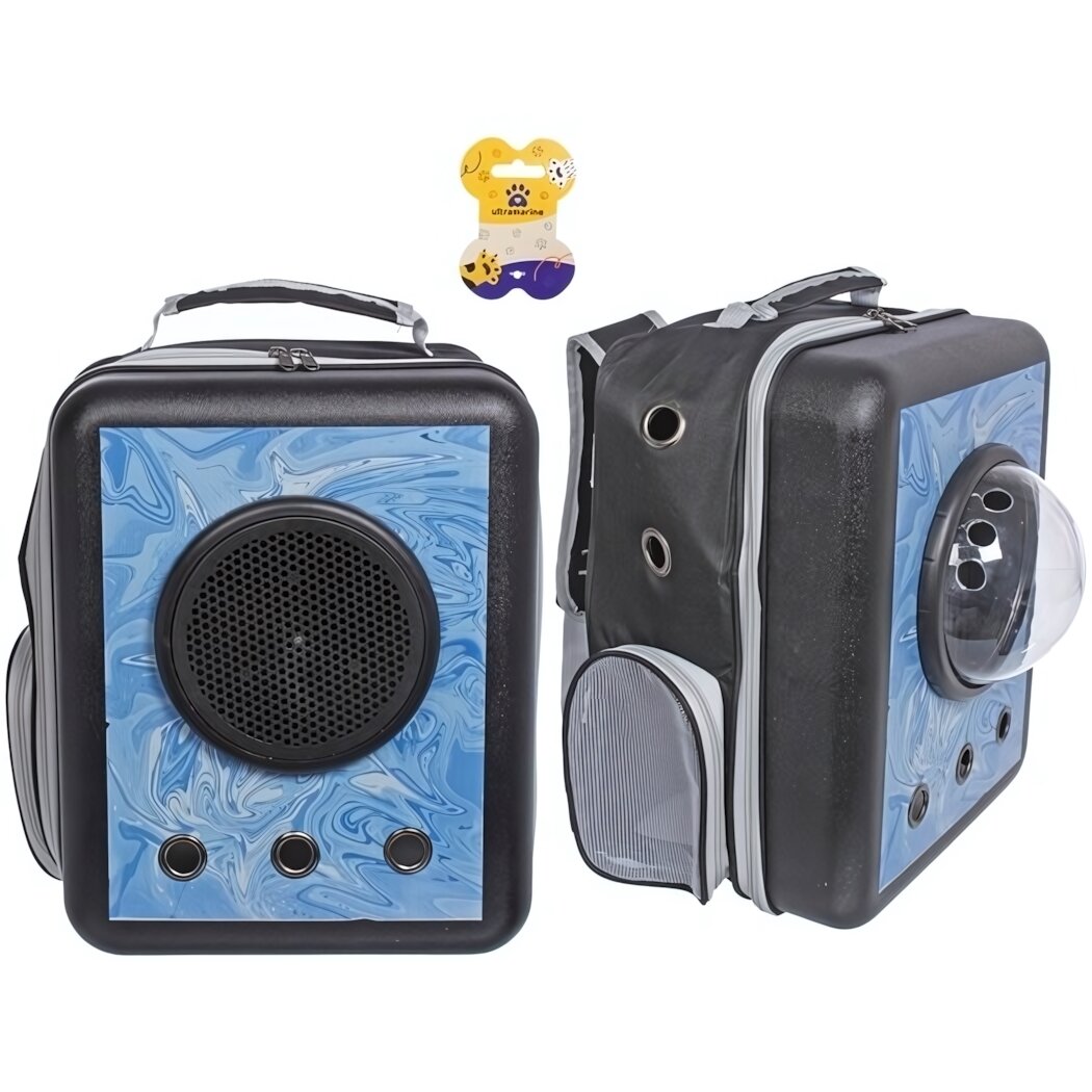 Рюкзак - переноска для животных «стильный БРО», цвет синий, 32*17*42/до13кг (Пакет и Лейбл)