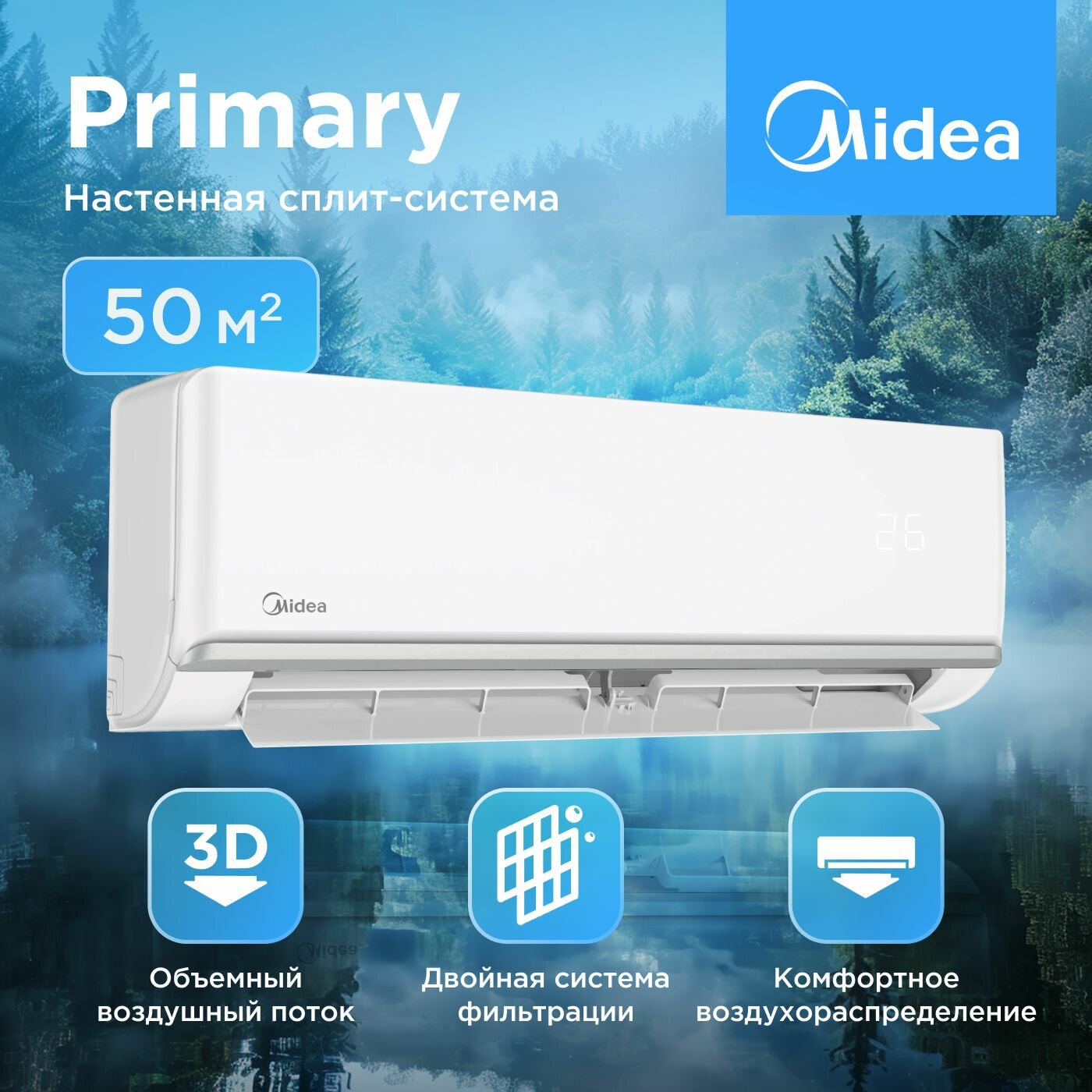 Настенная сплит-система Midea MSAG3-18HRN1-I/MSAG3-18HRN1-O Primary on/off