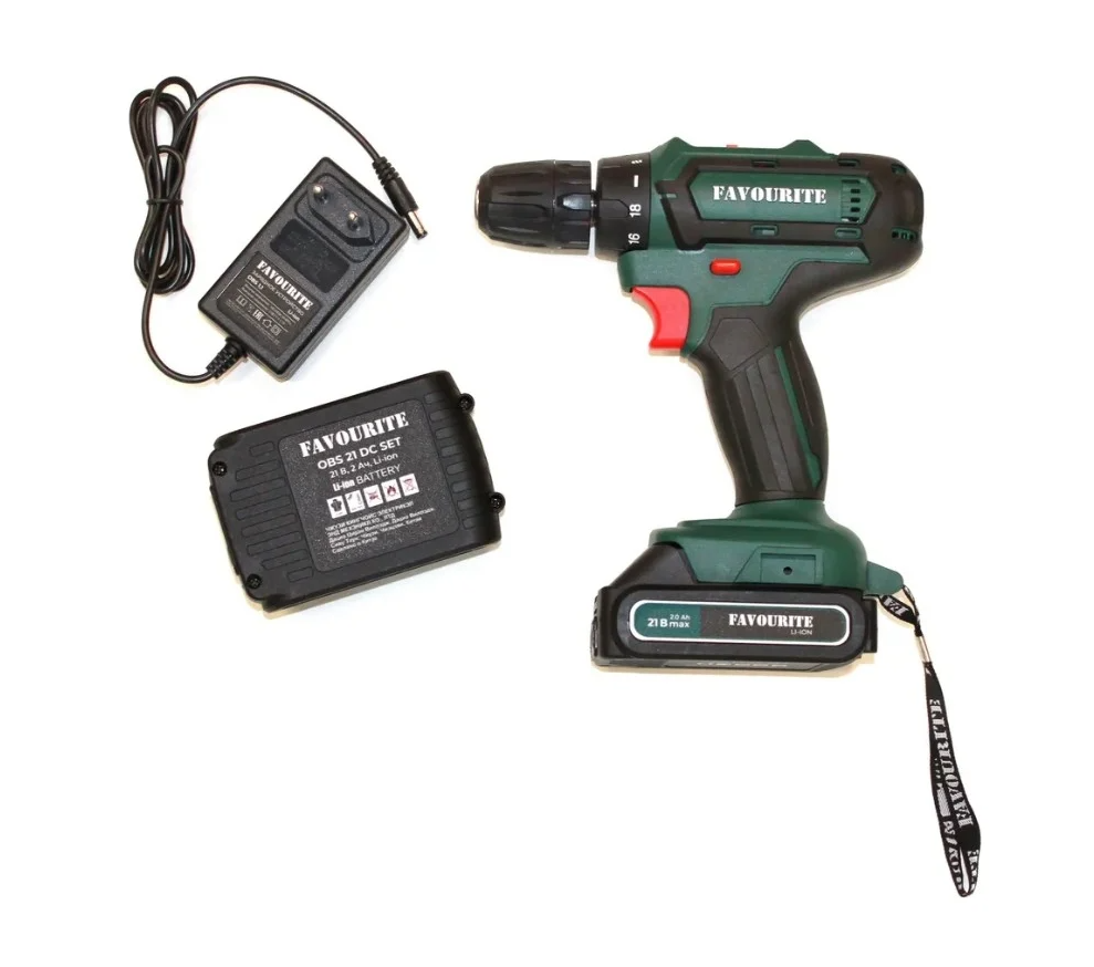 Дрель-шуруповерт аккумуляторная FAVOURITE OBS 21 DC SET 21В, 2Ач, кейс 150121421