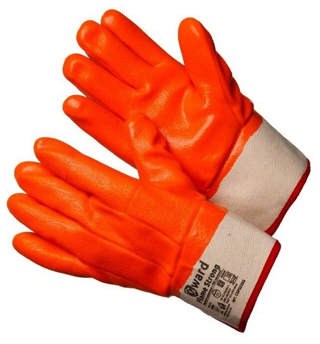 Трикотажные утепленные перчатки с оранжевым МБС покрытием с манжетом крагой Gward Flame Strong размер 11 XXL