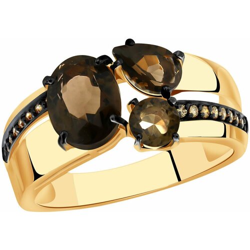 фото Золотое кольцо александра кл3565-4ск-ш с фианитом и раухтопазом diamant-online