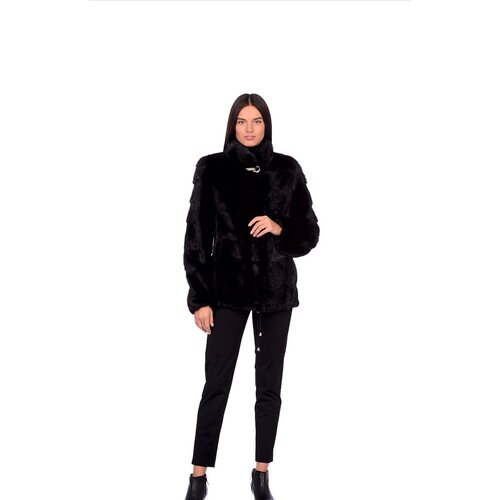 Куртка MELLAFURS, норка, укороченная, силуэт прямой, размер 44, черный