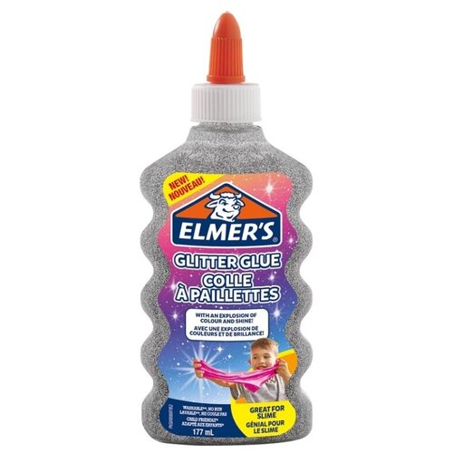 фото Клей для слаймов канцелярский с блестками elmers "glitter glue", 177 мл, серебряный, 2077255 elmer's