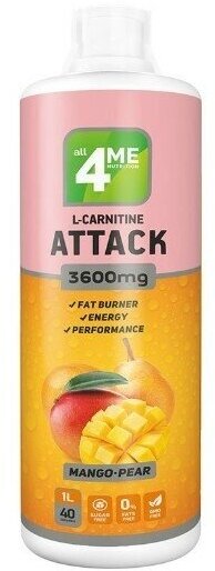 4Me Nutrition L-Carnitine + Guarana ATTACK, 1000 мл (Манго-груша)