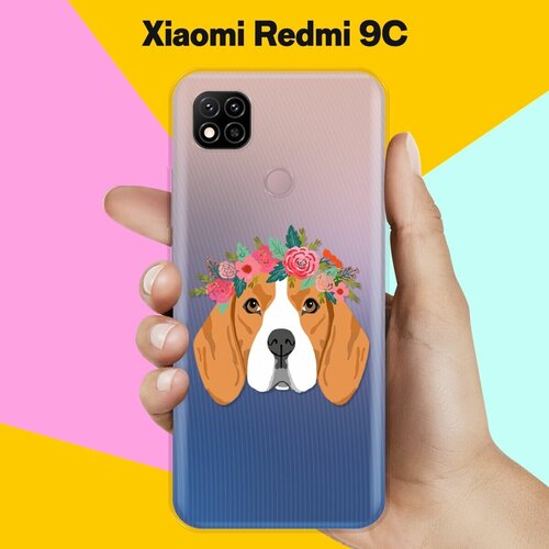 Силиконовый чехол Бигль с цветами на Xiaomi Redmi 9C силиконовый чехол бигль с цветами на xiaomi redmi 9a