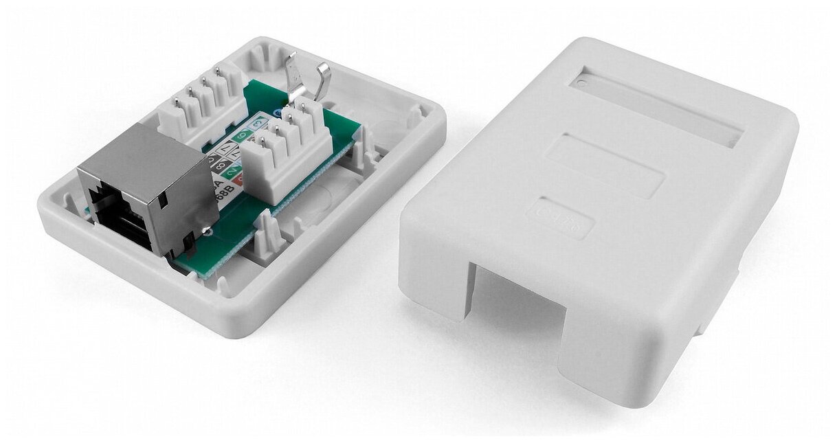 Розетка Hyperline SB1-1-8P8C-C5E-SH-WHRJ45 1 кат.5E FTP бел. (упак:1шт)