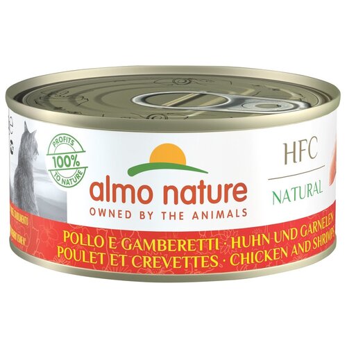Влажный корм для кошек Almo Nature HFC, с курицей, с креветками 150 г (кусочки в бульоне)