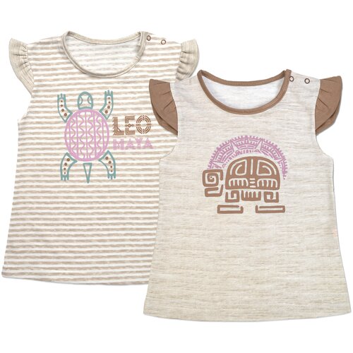фото Майка leo, комплект из 2 шт., размер 98, бежевый