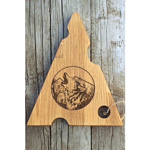 Деревянная разделочная доска Woodlike сырная для подачи, сервировочная с гравировкой волк