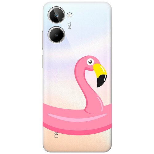 Силиконовый чехол с принтом Flamingo Swim Ring для Realme 10 4G / Рилми 10 4Г силиконовый чехол с принтом flamingo swim ring для realme 10 pro реалми 10 про