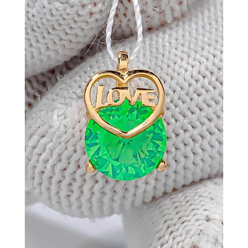 Женская на шею Trade Jewelry подвеска из серебра 925 пробы (покрытие золото 585) с светло-зеленым фианитом