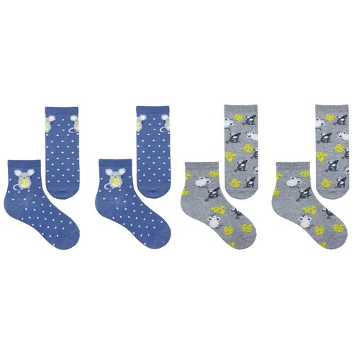 фото Носки капризуля комплект из 4 пар, размер 16 (14-16), темно-синий/серый меланж