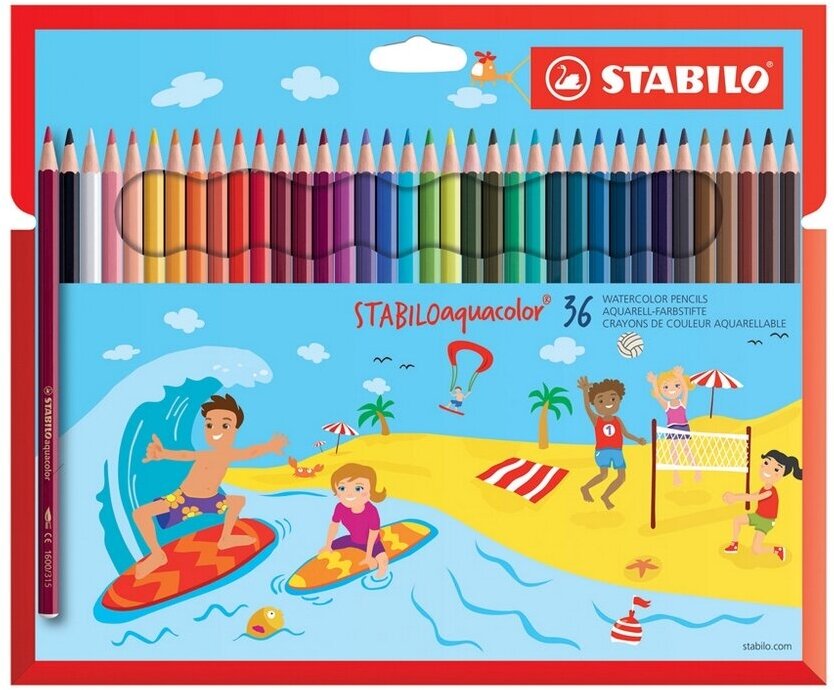 Набор акварельных цветных карандашей STABILOaquacolor 36 цв, картонный футляр