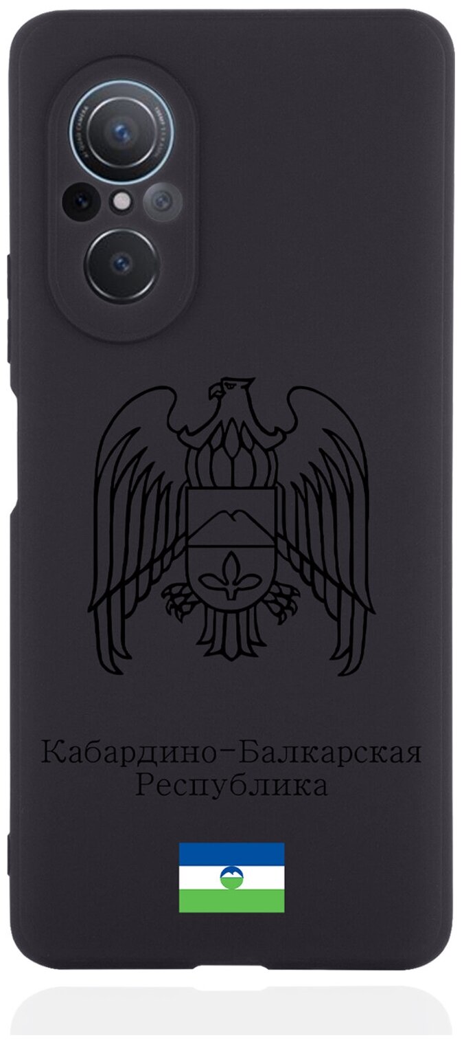 Черный силиконовый чехол для Huawei nova 9 SE Черный лаковый Герб Кабардино-Балкарской Республики