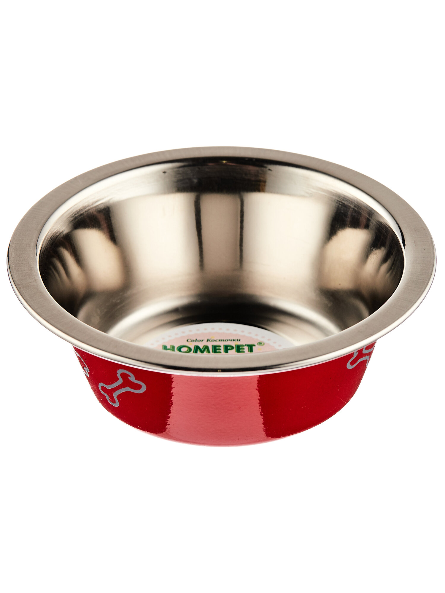 Миска для домашних животных HOMEPET Color Косточки 025 л металлическая красная