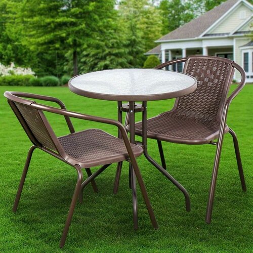 Мебель садовая стол, 60х72 см, 2 кресла, T2022-7060 стол с 30 рабочий без столешницы канзас шалле мореный коричневый
