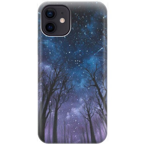 фото Ультратонкий силиконовый чехол-накладка для apple iphone 12 / 12 pro с принтом "ночной лес" gosso