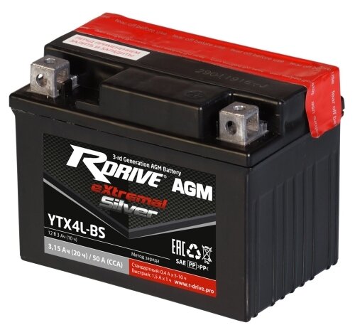 Аккумулятор для спецтехники RDrive eXtremal Silver YTX4L-BS