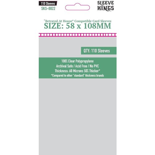 Протекторы для настольных игр Sleeve Kings Betrayal At House (58x108мм) - 110шт, 60 микрон