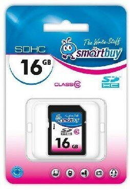 Карта памяти SMARTBUY SDHC 16GB Class10, черный