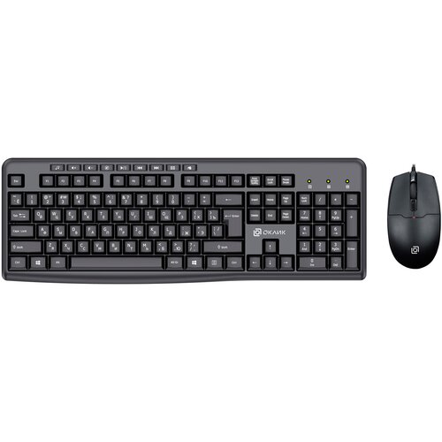 Комплект клавиатура + мышь OKLICK S650, черный, кириллица+QWERTY клавиатура logitech k360 черный кириллица qwerty