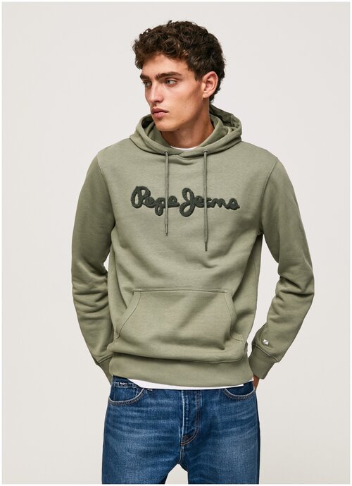 Худи Pepe Jeans, силуэт свободный, средней длины, размер XL, зеленый