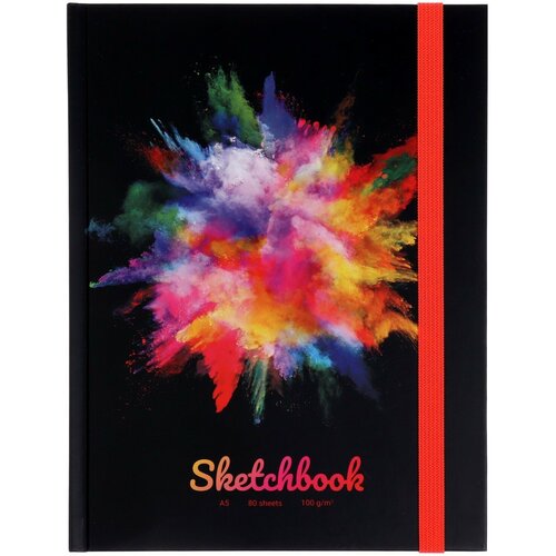 фото Скетчбук а5, 80 листов "краски", твёрдая обложка, резинка, матовая ламинация, тонированный блок 100 г/м² miland