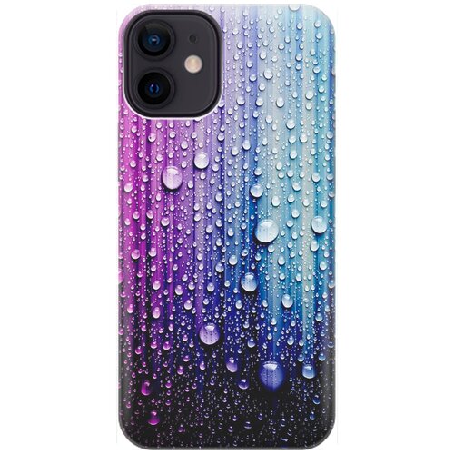 фото Ультратонкий силиконовый чехол-накладка для apple iphone 12 mini с принтом "капли на голубом" gosso