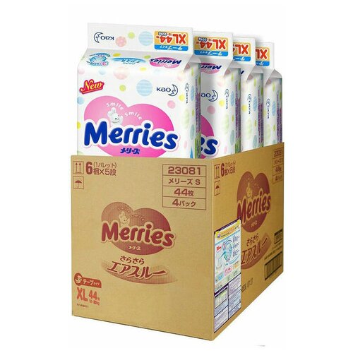 Merries подгузники XL (12-20 кг), 44 шт., 4 уп.