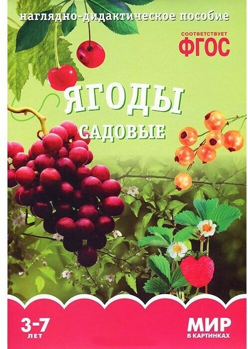 Наглядно-дидактическое пособие Мозаика-Синтез Мир в картинках, Ягоды садовые, 3-7 лет, А4, 8 листов, ФГОС