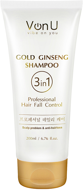 Von-U Шампунь для волос против выпадения волос и перхоти / Ginseng Gold Shampoo 200 мл Корея - фотография № 11