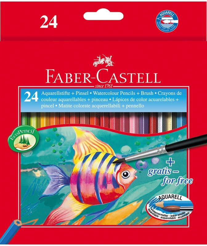 Карандаши акварельные Faber-Castell, 24 цвета+кисть