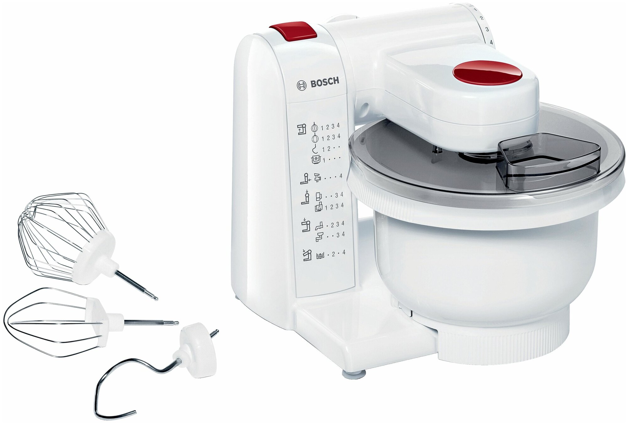 Кухонная машина BOSCH MUMP1000 RU, 600 Вт, белый/красный