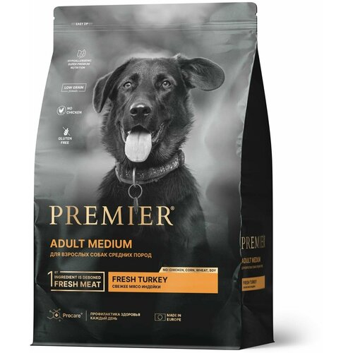 Сухой корм для взрослых собак Premier при чувствительном пищеварении, индейка 1 уп. х 1 шт. х 3 кг