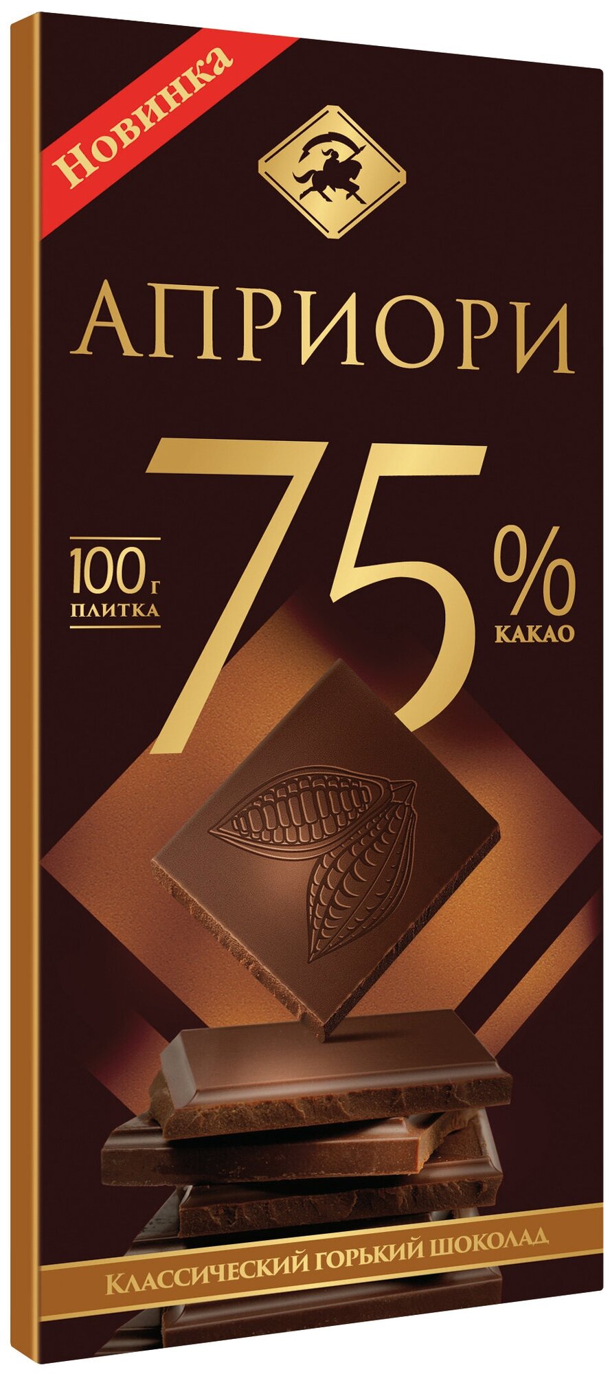 Шоколад горький Apriori 75% какао в тонкой плитке 100г - фотография № 1