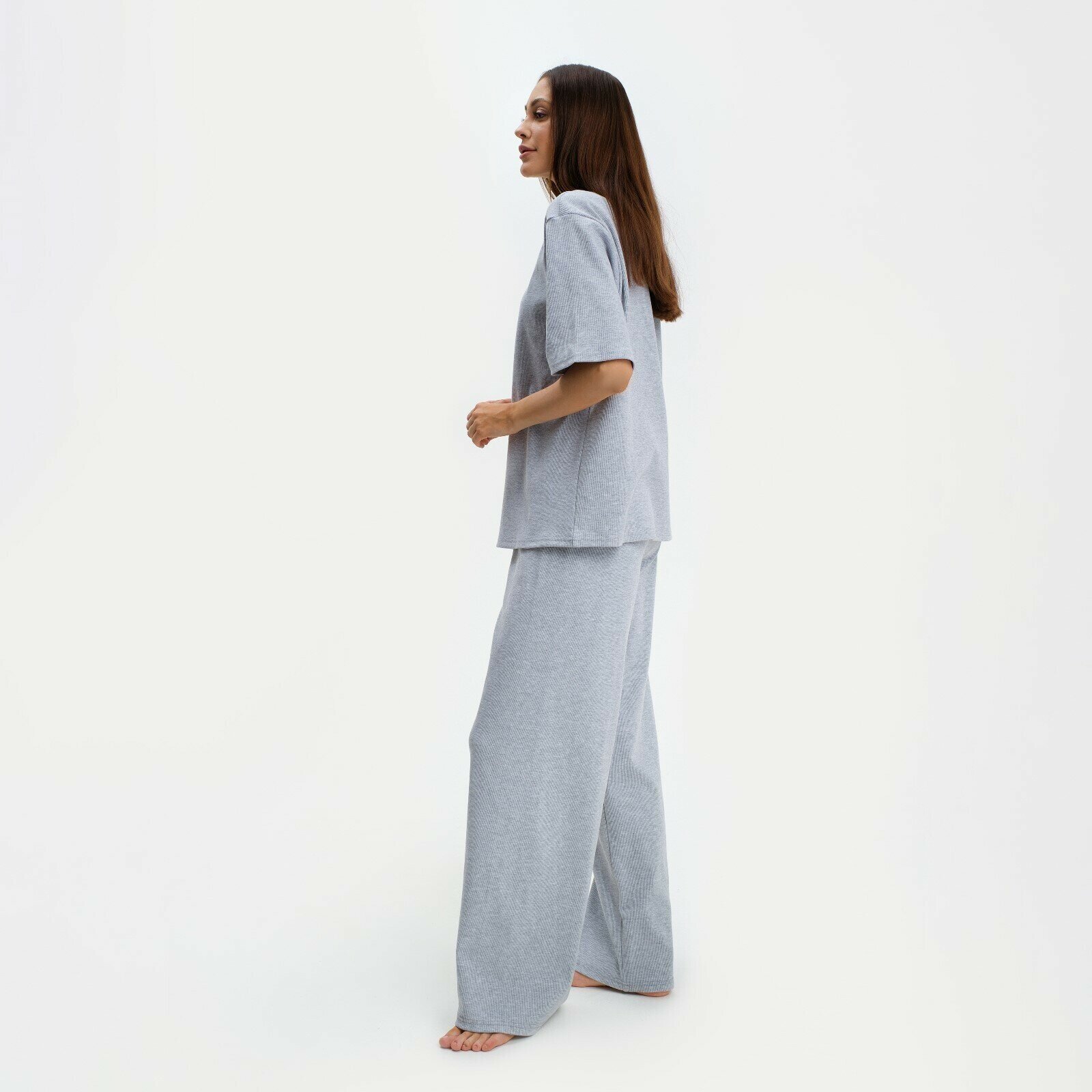 Комплект женский (футболка и брюки) KAFTAN "Basic" р. 44-46, серый - фотография № 2