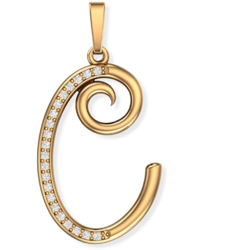 фото Золотая подвеска «с» с бесцветными фианитами 0400626-00770 pokrovsky pokrovsky jewelry