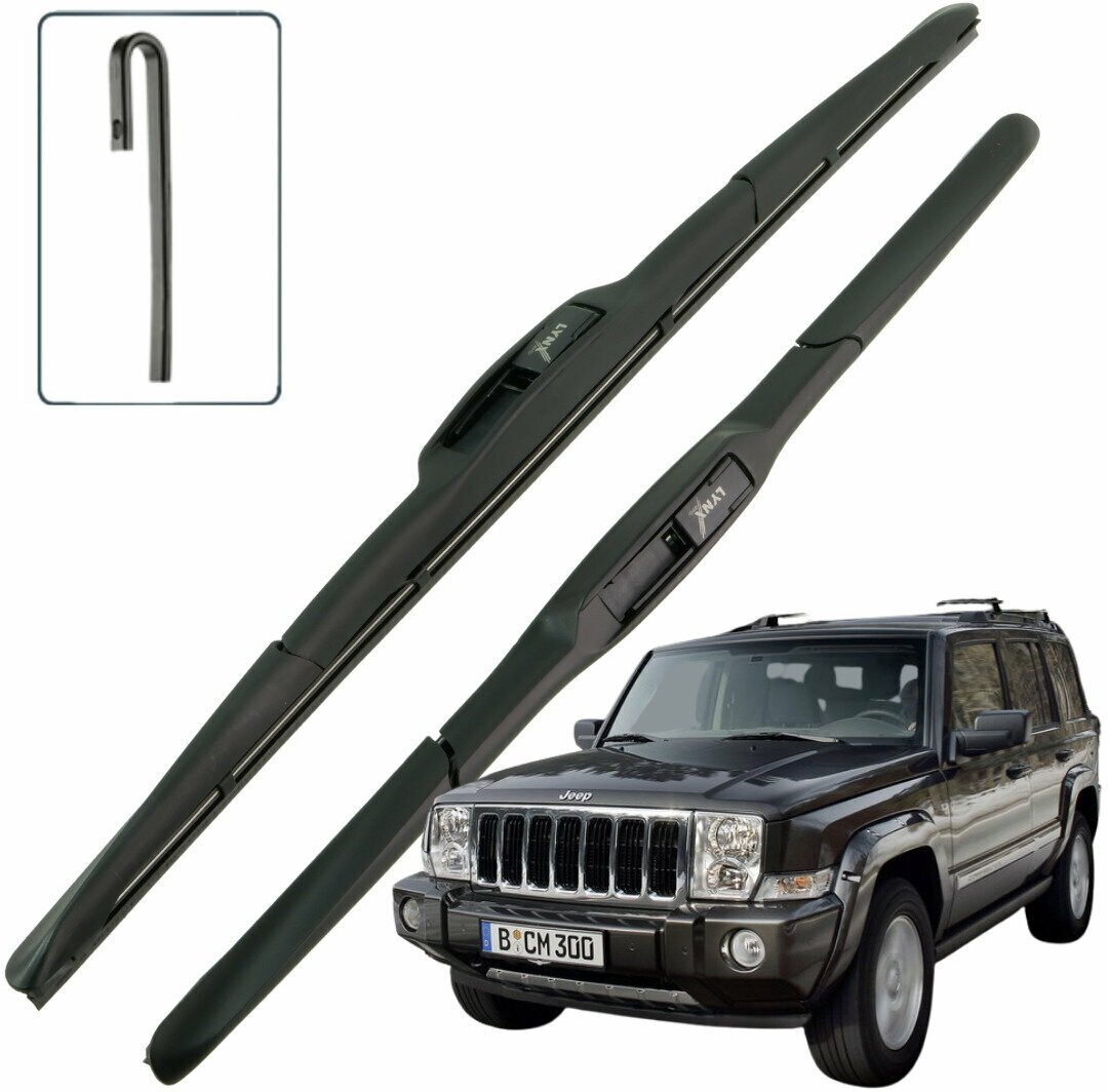 Дворники Jeep Commander XK Джип Коммандер 2005 2006 2007 2008 2009 2010 Щетки стеклоочистителя гибридные 450мм-450мм к-т 2 шт