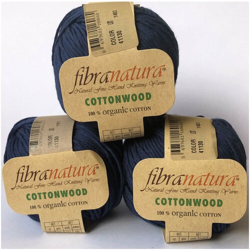 Пряжа FIBRA NATURA Cottonwood, 100% Хлопок, цвет: (30), 105м/50г, 2 шт., синий/темно-синий, хлопок  - купить