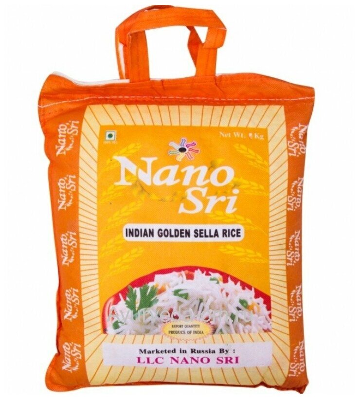 Индийский Рис Голден Селла (Golden Sella) Пропаренный Нано Шри (Nano Sri) 1 кг