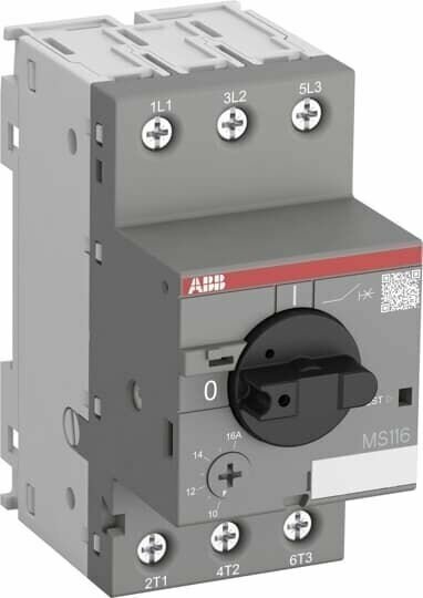 Автоматический выключатель защиты двигателя ABB MS116-12 25 кА с регулируемой тепловой защитой 8 . 12 А 1SAM250000R1012