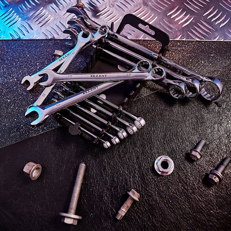 Набор комбинированных ключей REXANT 6-22 мм, 12 предметов
