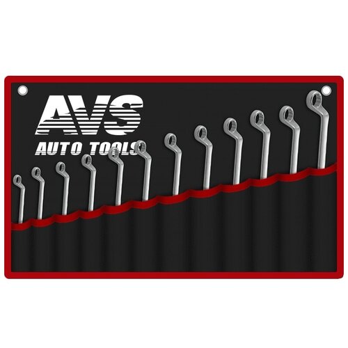 AVS A07652S Набор ключей (12 предметов) AVS K2N12M (гаечных накидных изогнутых в сумке, 6-32 мм) набор ключей гаечных накидных изогнутых на держателе 6 22мм 8 предметов avs арт a07648s