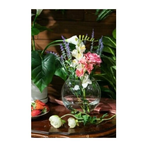 Стеклянная ваза для цветов декоративная интерьерная Шар Аквариум Подарок Сувенир 14 февраля 8 марта