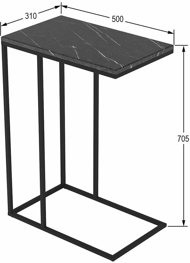 Придиванный стол Hoff Агами, 50х70,5х31 см, цвет чёрный мрамор, чёрный